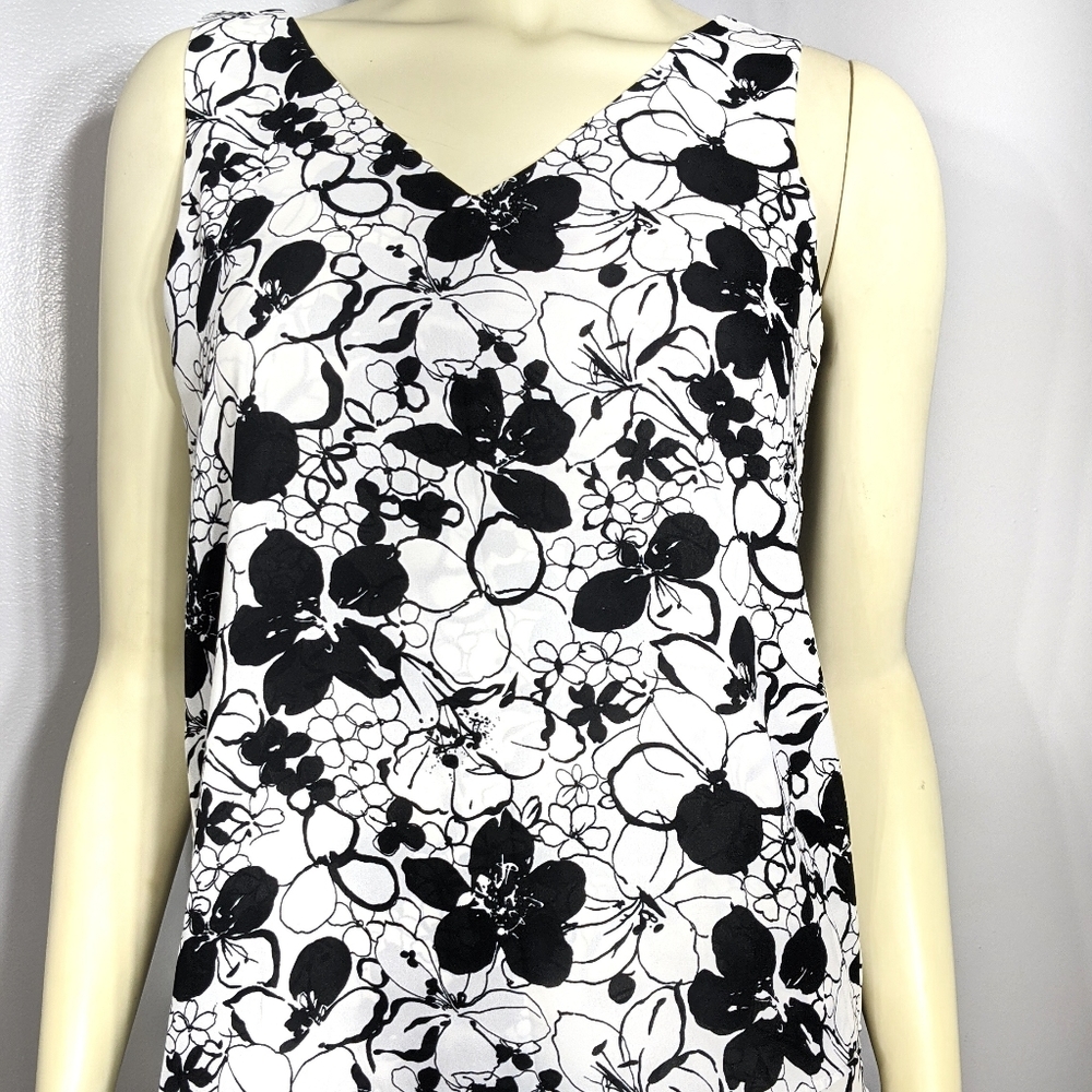 Ann Taylor Black White Floral Tank Top XS